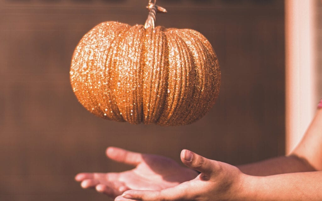 halloween 2020 at home, holding pumpkin