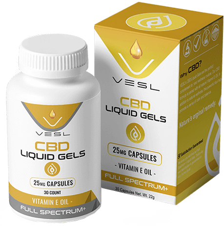 CBD Liquid Gels 25mg Capsules Vitamin E Oil